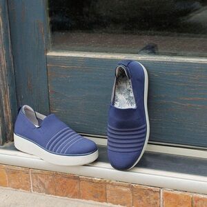 Alegria Blue and White Sneakers Modern Slip-On